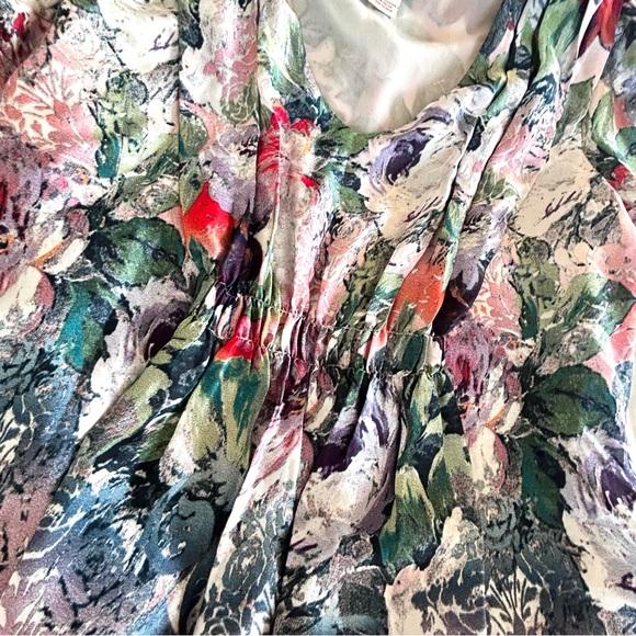 Sundance Samantha Silk Watercolor Floral Blouse Size M Smocked Romantic Fairy - Picture 5 of 10